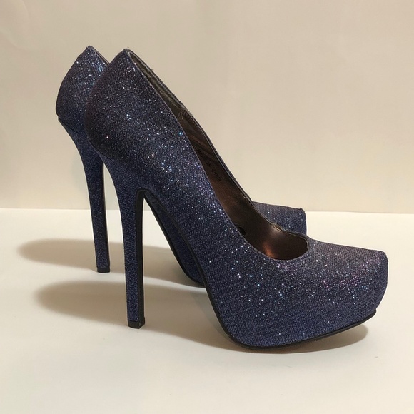 Shimmering Purple-Blue Platform High Heels XXI - Picture 1 of 8